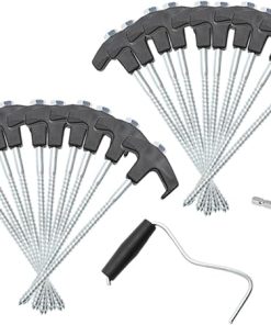 Sturdy 22pc Tent Stake Kit Heavy Duty Steel Pegs for Outdoor Camping