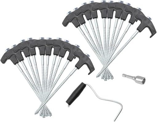 Sturdy 22pc Tent Stake Kit Heavy Duty Steel Pegs for Outdoor Camping