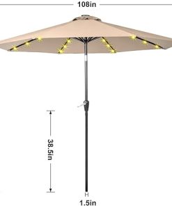 9FT Waterproof Folding Sunshade with Durable Iron Stand Beige 2