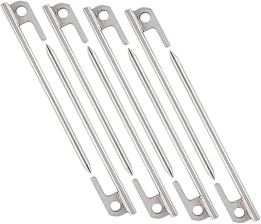 Mikikit 8 Pack Heavy Duty Stainless Steel Tent Stakes for Camping