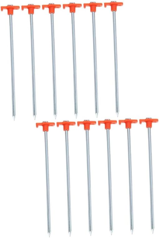 Thick Steel Ground Nails for Camping Tents 12pcs 8x250mm Orange