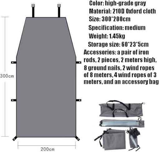 VW Golf ID.3 ID.4 Polo Beetle Bora Camping Tarpaulin Awning Grey - Image 2