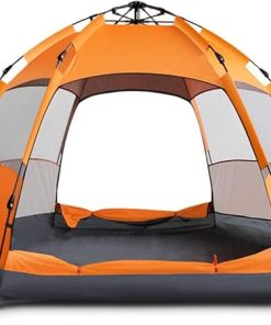 Large Waterproof Hexagonal Tent for Travel and Camping Automatic Open