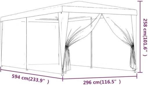 Outdoor Shelter for Events with Heavy-Duty Party Tent, 6 Mesh Sidewalls, Water-Resistant, Blue 9.8'x19.7' - Image 2