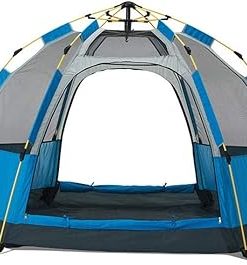 Spacious 4-6 Person Hexagon Camping Tent with 2 Doors and 4 Windows