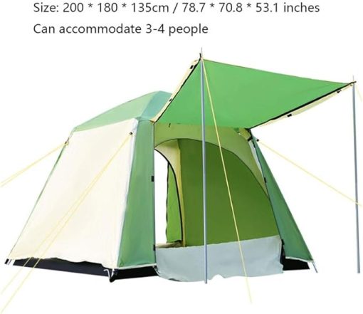Portable 3-4 Person Waterproof Instant Open Camping Tent Fruit Green - Image 2