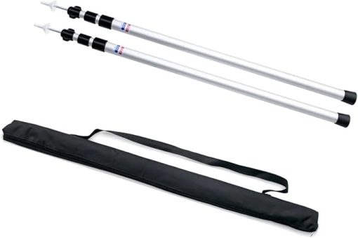 BCcamping Player's First Choice Tent Pole Adjustable Tent Support Rods Beach Shelter Tarp Awning Pole Replacement Poles Accessories Camping Hiking Tent Camping Bracket(2pc 250cm Silver)