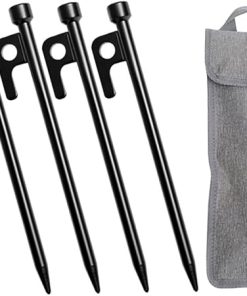 Mikikit Iron Tent Stakes Durable Ground Nails for Camping in Wind