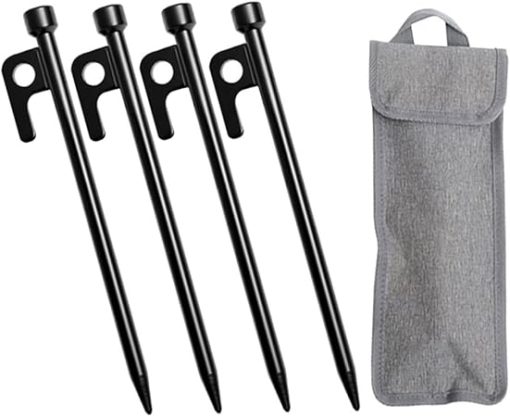 Mikikit Iron Tent Stakes Durable Ground Nails for Camping in Wind
