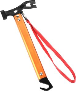 Heavy Duty 12 Inch Steel Tent Stakes 8pcs with Camping Hammer Kit 2