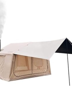 Inflatable Tents with Awning for 2-3 Person Camping and Stove Jack