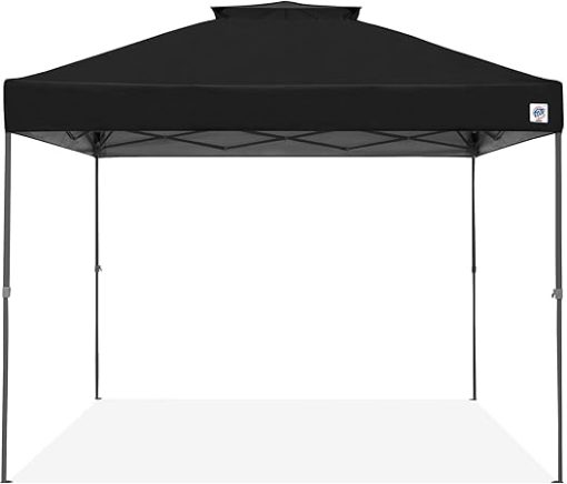 E-Z UP Patriot ONE-UP Technology Vented Shelter, 10' x 10', Black Top, Grey Frame - Image 2