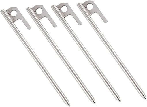 SUPVOX 4 Pack Stainless Steel Tent Pegs for Camping and Gardens