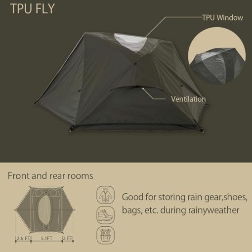 GODONG 2 Person Canvas Tent with Full Rainfly & Footprint, Breathable 4 Season Tent for Cold Weather, Winter, Glamping, Outdoor, Car Camping - Image 2
