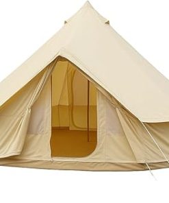 4 Season Canvas Bell Tent for 6 Person Camping and Glamping Shelter