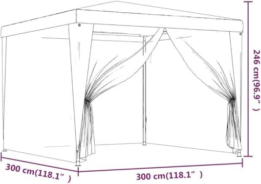 Provides Shelter from Sun with Party Tent, Water-Resistant Roof, Heavy-Duty Iron Frame, 4 Mesh Sidewalls, Red 9.8'x9.8' - Image 2