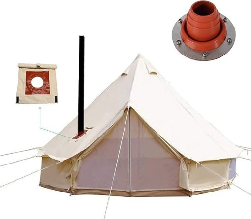 Waterproof 4 Season Canvas Bell Tent with Stove Jack for Camping