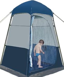 Portable Camping Toilet Tent for Privacy and Shower Protection – Blue White
