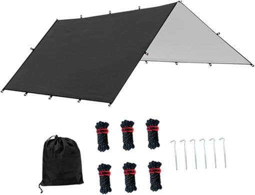 Foldable Camping Tent Tarp Sun Canopy with 6 Stakes and Ropes