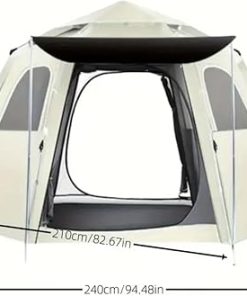 Waterproof Hexagonal Camping Tent for 2 with Sun Protection and Ventilation 2