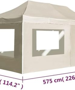 Provides Sunshade and Comfort with Professional Folding Party Tent, 19.7’x9.8′, Aluminum Frame, Cream with Walls 2