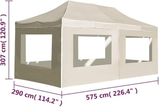 Provides Sunshade and Comfort with Professional Folding Party Tent, 19.7'x9.8', Aluminum Frame, Cream with Walls - Image 2