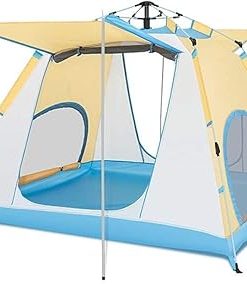 Compact 3-4 Person Water-Resistant Camping Tent with Sun Protection