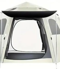 Waterproof Hexagonal Camping Tent for 2 with Sun Protection and Ventilation