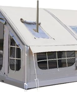 Inflatable Camping Tent for 6-8 People with Stove Jack and Pump