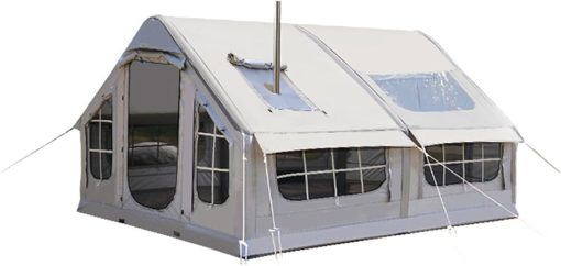 Inflatable Camping Tent for 6-8 People with Stove Jack and Pump