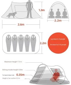 Large Space Quick Open Portable Camping Tent for 5-8 People 2