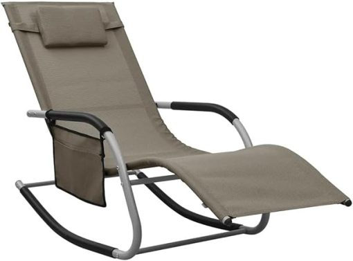 Sun Loungers Set of 2 Taupe Gray 19.3 Inch Armrest Height 310511 - Image 2