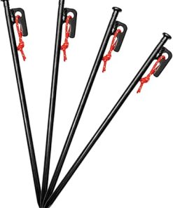 KICHOUSE 4Pcs Heavy Duty Tent Stakes and Storage Bag for Camping