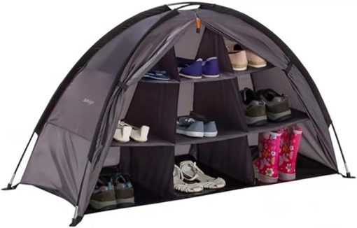 RV Camping Organizer with Zip Flap Shoes Storage and 9 Shelf Rack