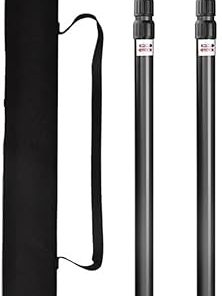 BCcamping Player’s First Choice Adjustable Tent Support Rod Beach Shelter Tarp Awning Pole Aluminum Alloy Tent Pole Accessories Camping Tent Camping Bracket(Black 2pcs and Bag)