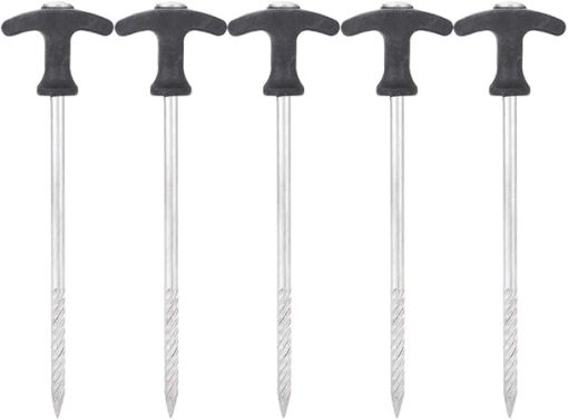 Durable T-Shaped Camping Tent Stakes for Frozen Soil 5 Pcs