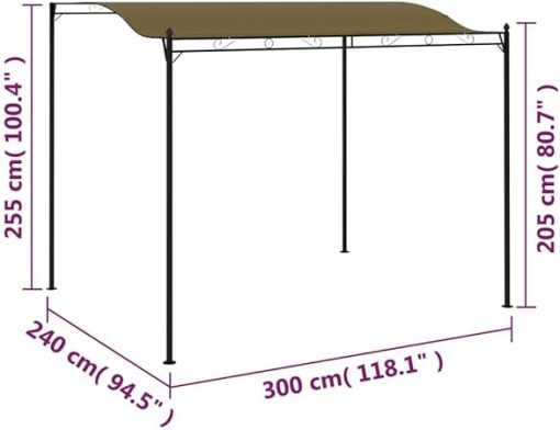 Sunshade Awning 9.8'x7.9' Durable Polyester Canopy with Steel Frame, Outdoor Shelter for Sun Protection, Taupe - Image 2