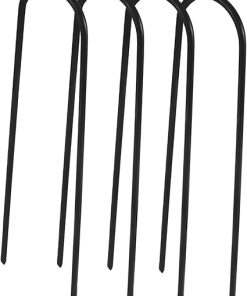 Kisangel 4 Pack Iron U Stakes Durable Ground Stakes for Camping