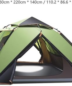 3-4 Person Wild Camping Outdoor Double-Layer Automatic Tents Mountaineering Beach Four Seasons Rainstorm Sun Tent (Color : Dark Green) 2