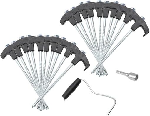 Heavy Duty 22pcs Steel Tent Stake Kit for Camping and Beach Use