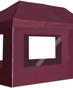 Folding Party Tent with Walls and Windows, Aluminum Frame, Waterproof Design, Wine Red, 19.7′ x 9.8′