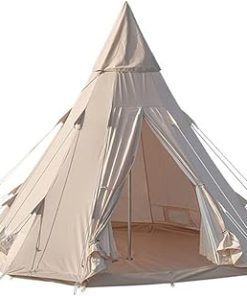 Adult Teepee Tent for Four Season Family Camping Waterproof Beige