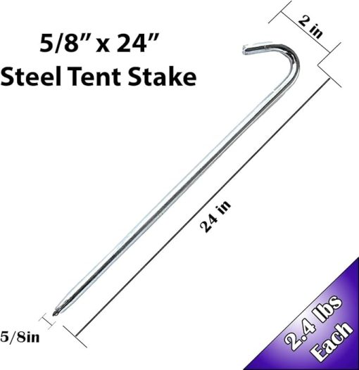 Heavy Duty Steel Tent Stakes for Camping and Inflatables 25 Pack - Image 2