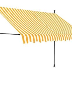 Retractable Awning with Solar LED Lights in Orange, 98.4 Inches Wide