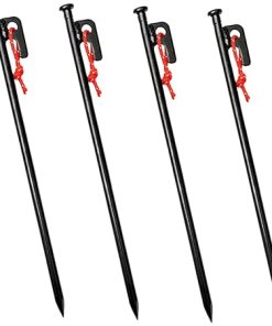 Heavy Duty Metal Tent Pegs Set with Storage Bag for Camping