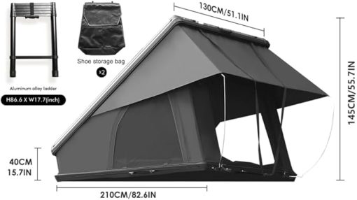 Durable Hardshell Rooftop Tent for Overland Camping 2-3 Person Black - Image 2