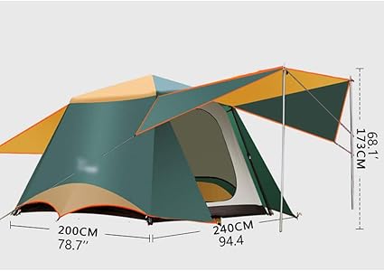 Large Waterproof Family Party Tent for 3-6 People in Brown 2 Large Waterproof Family Party Tent for 3-6 People in Brown - Image 2