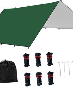 Waterproof Camping Tent Tarp with 6 Stakes and Ropes for Travel