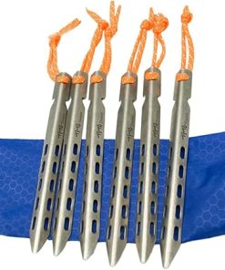 6 Pack Windproof Titanium Tent Stakes for Outdoor Camping Activities