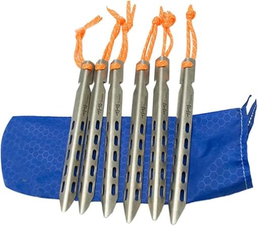 6 Pack Windproof Titanium Tent Stakes for Outdoor Camping Activities